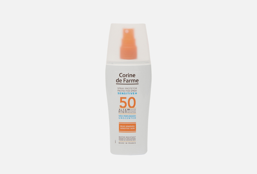 Спрей-экран солнцезащитный для чувствительной кожи с Монои Таити SPF50  Corine de Farme  PROTECTIVE SPRAY SENSITIVE 