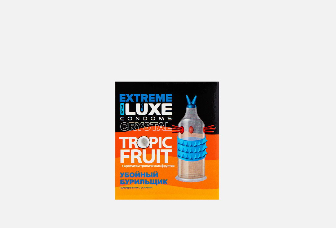 Стимулирующий презерватив с ароматом тропических фруктов Luxe EXTREME Убойный Бурильщик (Тропические фрукты) 