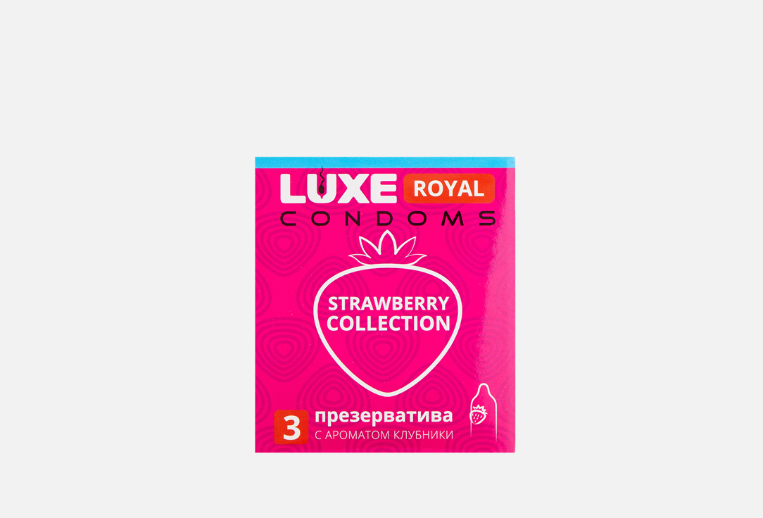 Презервативы гладкие с ароматом клубники Luxe Strawberry Collection 