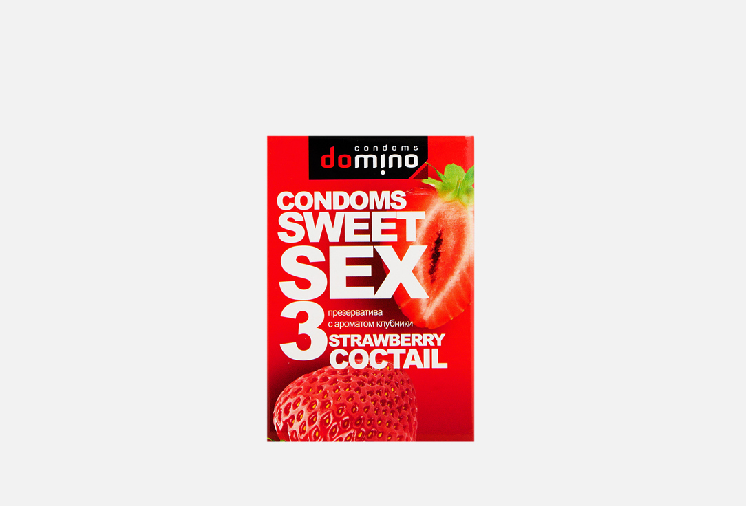 Презервативы гладкие для орального секса с ароматом клубники Domino SWEET SEX Strawberry cocktail 