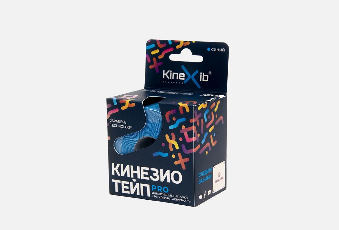 Тейп (бинт) нестерильный адгезивный восстанавливающий KINEXIB Kinesio Tape PRO 5m*5cm blue 1 шт кинезио тейп лимфодренажный curetape punch 5см x 5м рекомендован для лица голубой