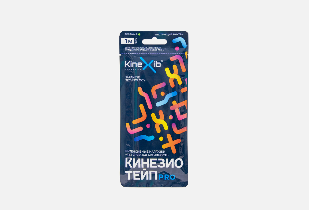 Тейп (бинт) нестерильный адгезивный восстанавливающий KINEXIB Kinesio Tape PRO 1m*5cm green 1 шт цена