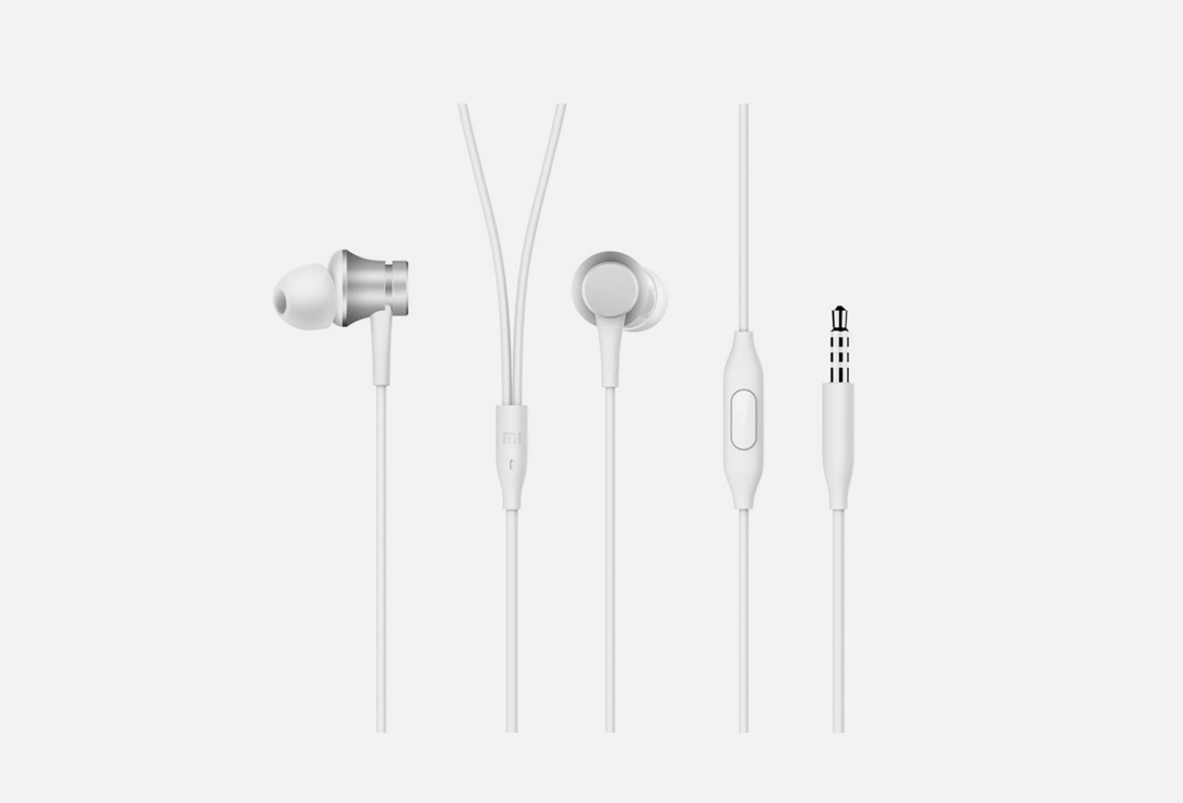наушники 1more piston fit in ear headphones e1009 вакуумные проводные 1 25 м серые Наушники XIAOMI In-Ear Headphones Basic Silver