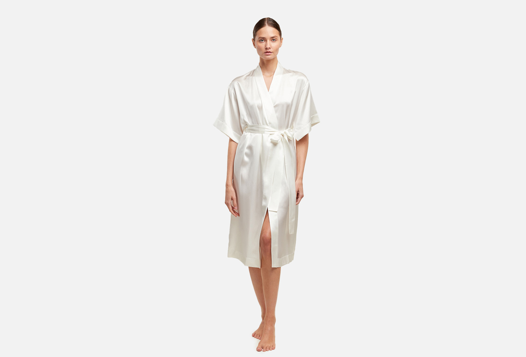 Шелковый халат-кимоно AYRIS SILK Жемчужный тюрбан для волос из натурального шёлка ayris silk классический бежевый 1 шт