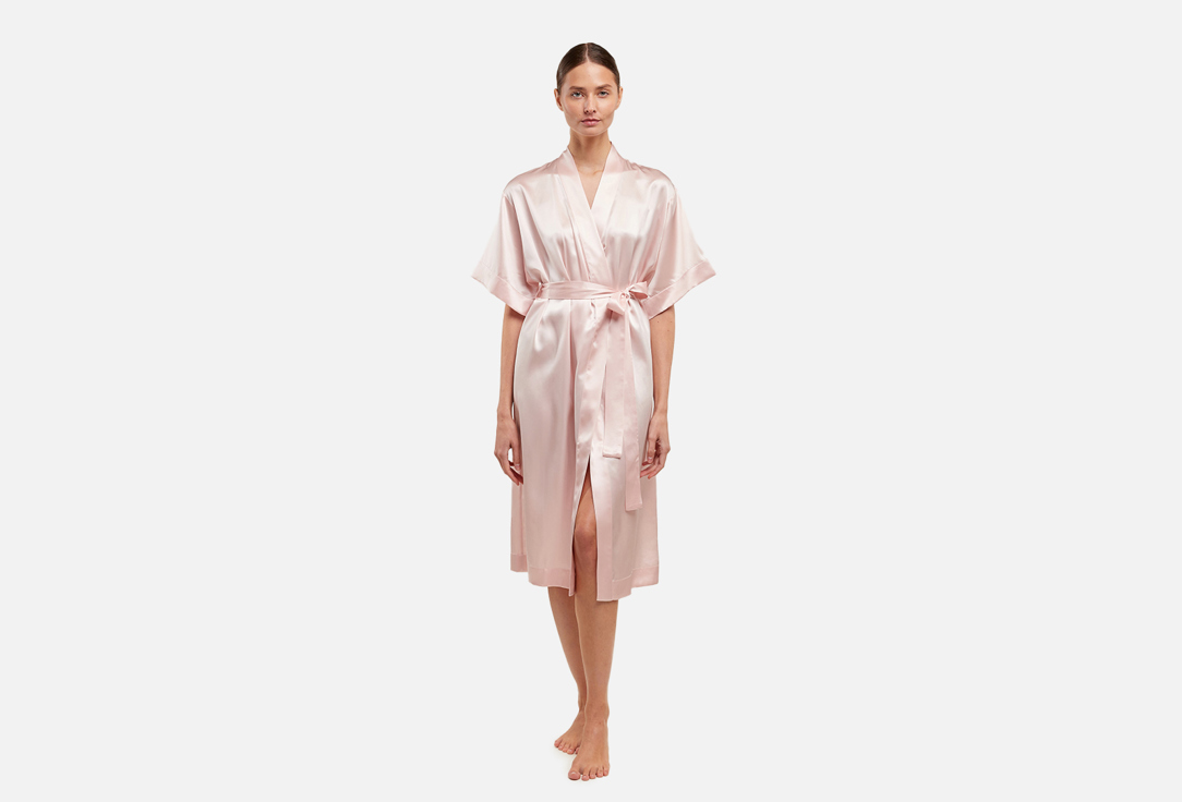 цена Шелковый халат-кимоно AYRIS SILK Розовая пудра