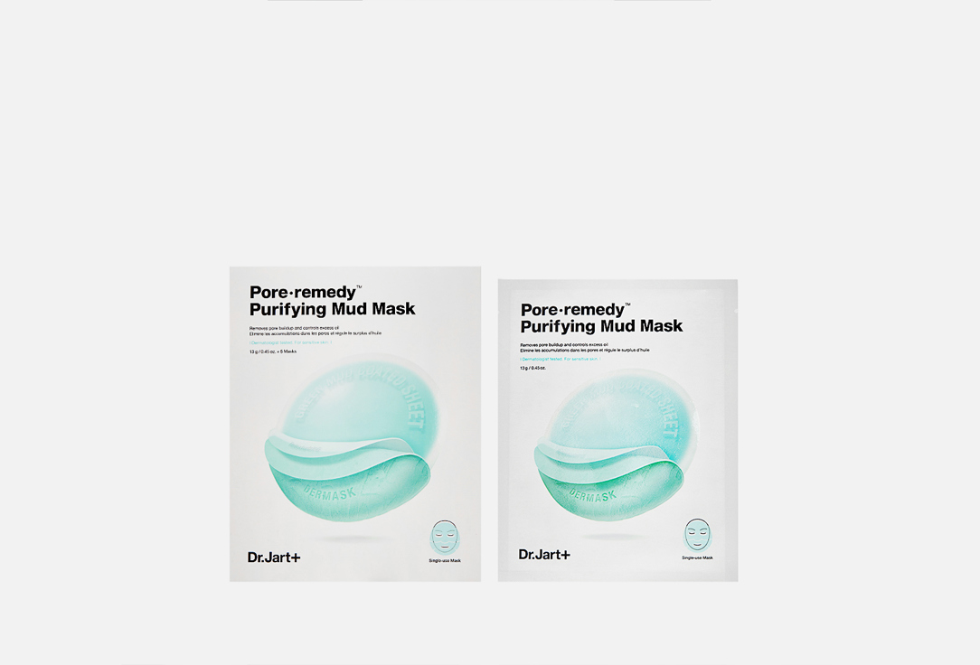 Обновляющая маска для лица с зеленой глиной, 5 шт DR.JART+ PORE REMEDY PURIFYING MUD MASK 5 шт