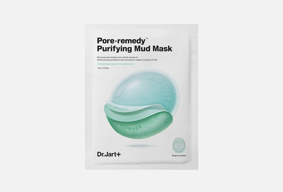 Обновляющая маска для лица с зеленой глиной DR.JART+ PORE REMEDY PURIFYING MUD MASK витэкс обновляющая маска д лица красн бел глиной 2 7мл 40