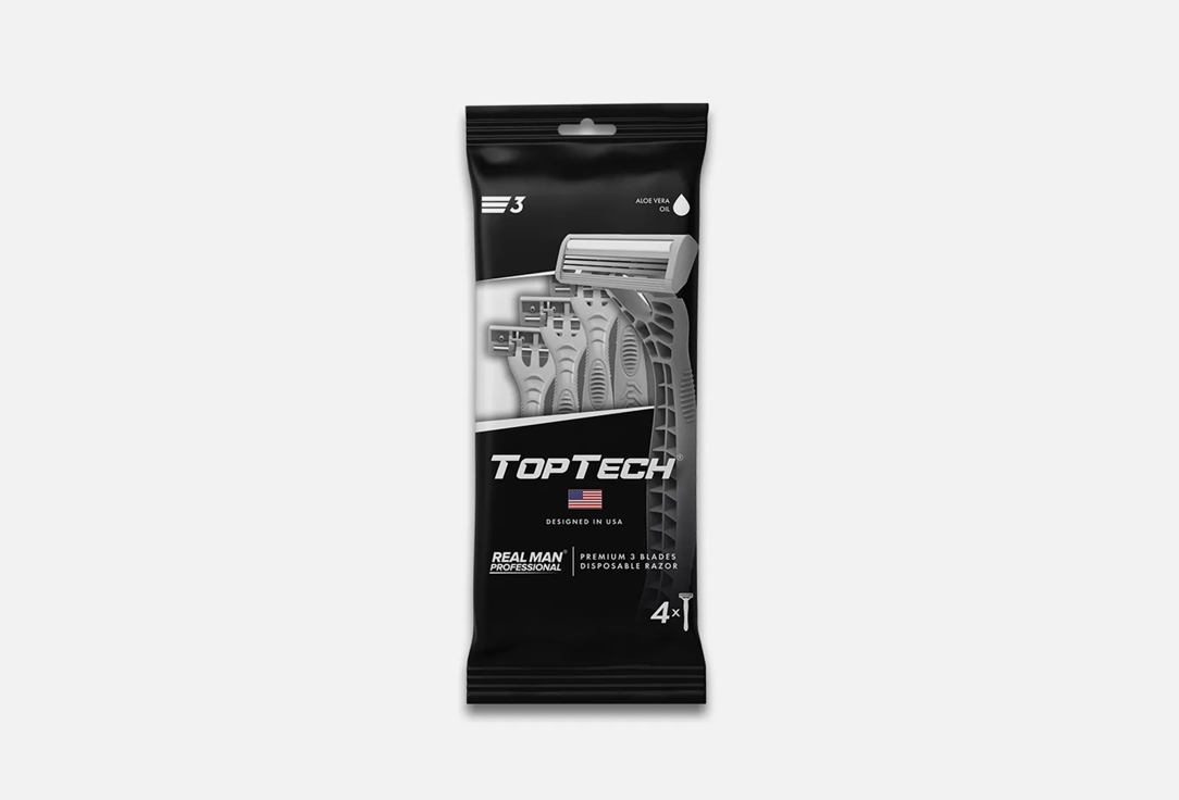 многоразовый бритвенный станок toptech razor 3 серебристый 9 шт станок одноразовый TOPTECH Real man 4 шт