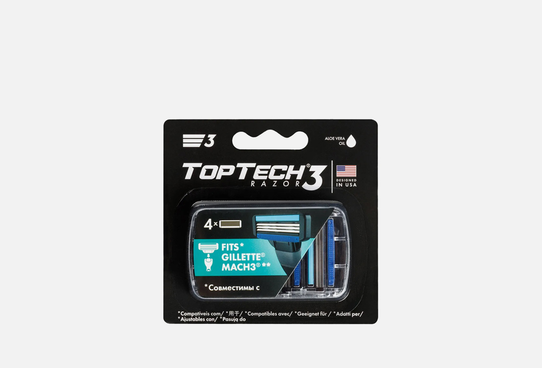 кассеты сменные TOPTECH Razor 3 4 шт кассеты сменные toptech razor 5 4 мл