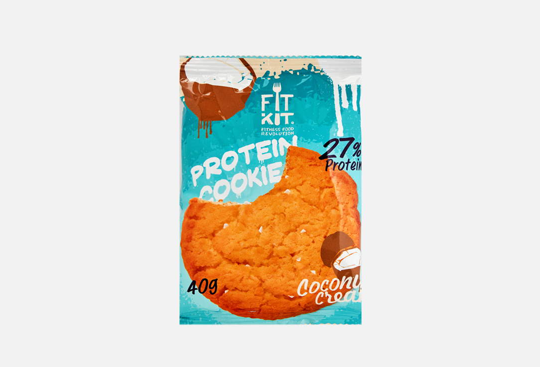 Протеиновое печенье FIT KIT Кокосовый крем 1 шт протеиновое печенье в шоколаде без сахара fit kit chocolate protein cookie упаковка 24шт по 50г малиновый йогурт