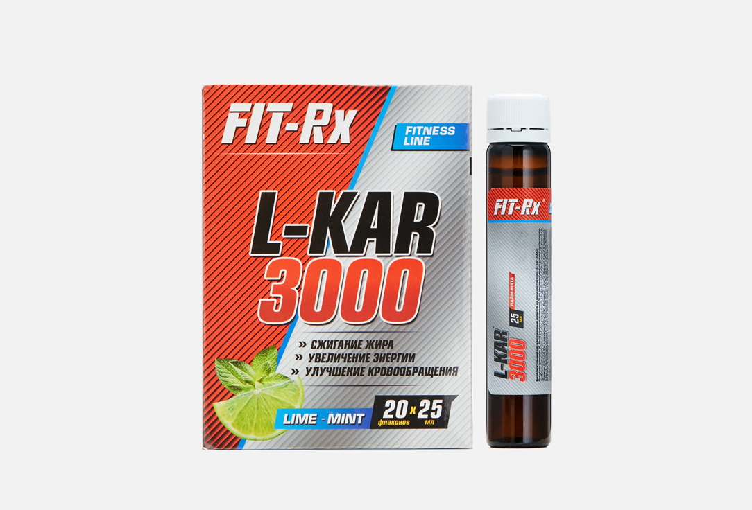 цена L-карнитин + витаминный комплекс со вкусом лайм-мята (20х25мл) FIT- RX L-KAR 3000 20 шт