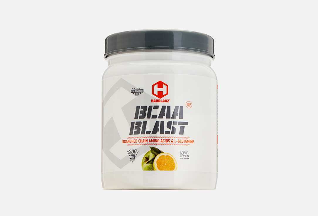 Комплекс аминокислот со вкусом яблоко-лимон HARDLABZ BCAA BLAST 300 г предтренировочный продукт со вкусом манго персик hardlabz titanium 300 гр