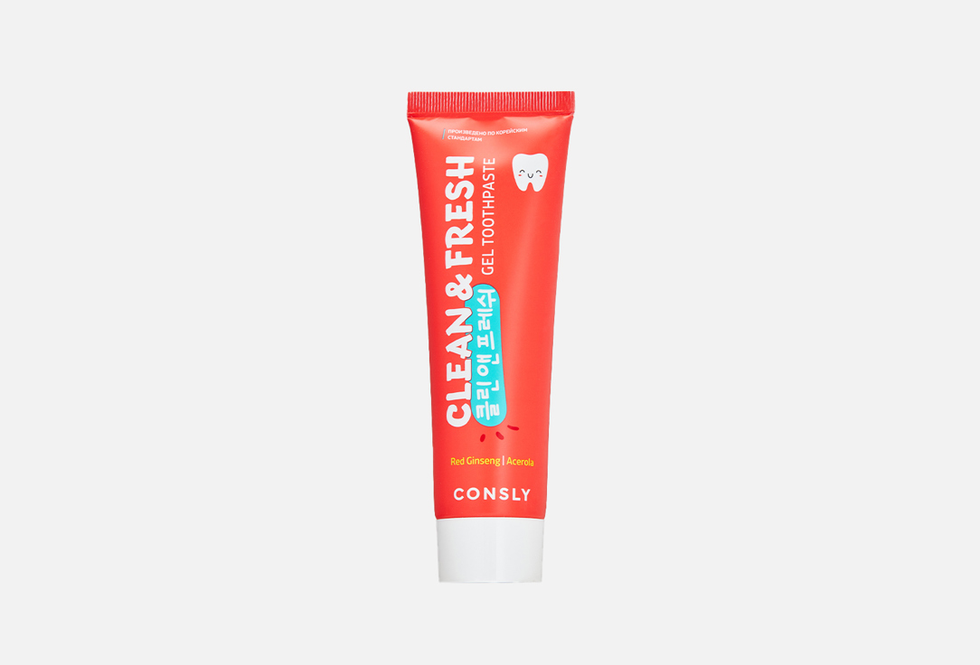 Гелевая зубная паста с экстрактами красного женьшеня и ацеролы CONSLY Clean&Fresh Red Ginseng & Acerola Gel Toothpaste 105 г
