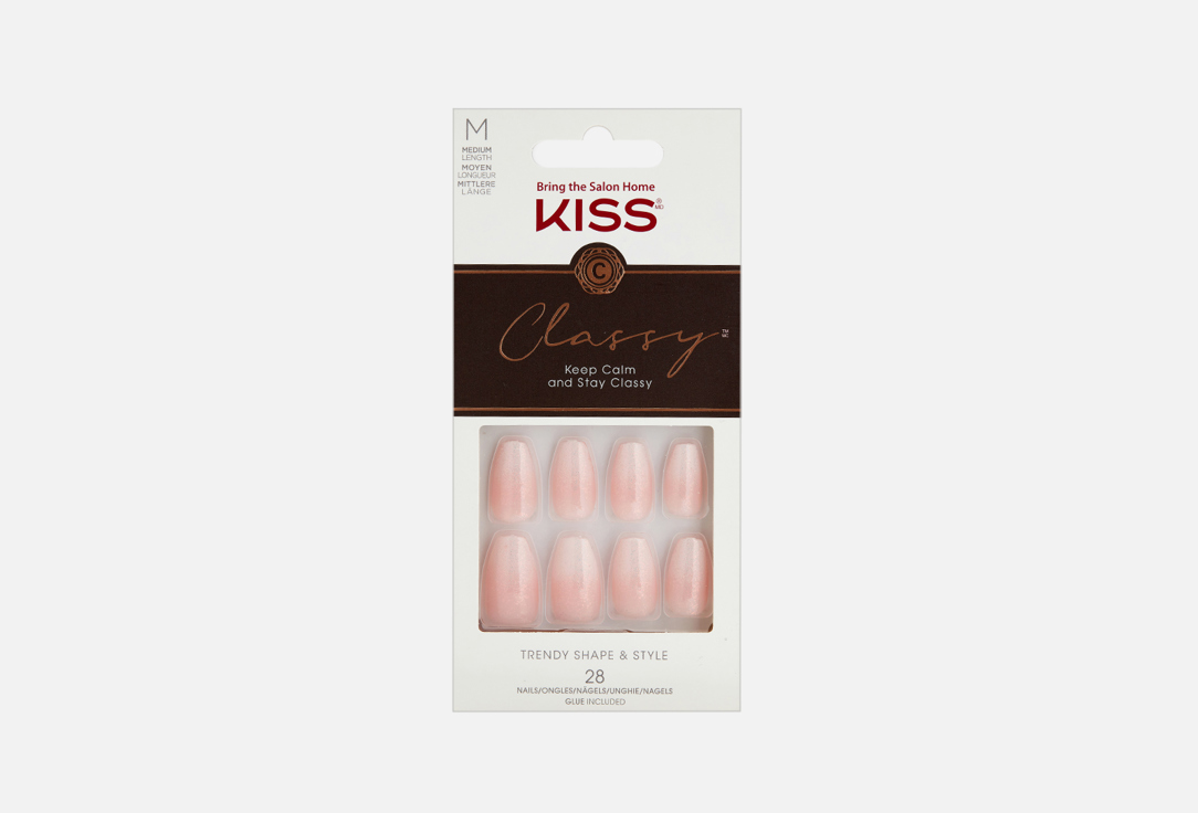 Набор накладных ногтей с клеем средней длины KISS NEW YORK PROFESSIONAL Exquisite classics 28 шт набор накладных ногтей без клея средней длины kiss new york professional caramel 24 шт