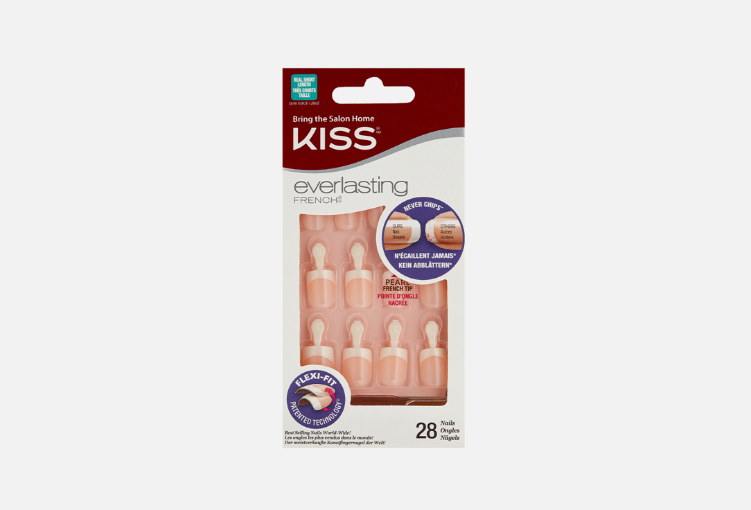 Набор накладных ногтей с клеем с перламутром короткой длины  KISS NEW YORK Professional Ultra resistant French 
