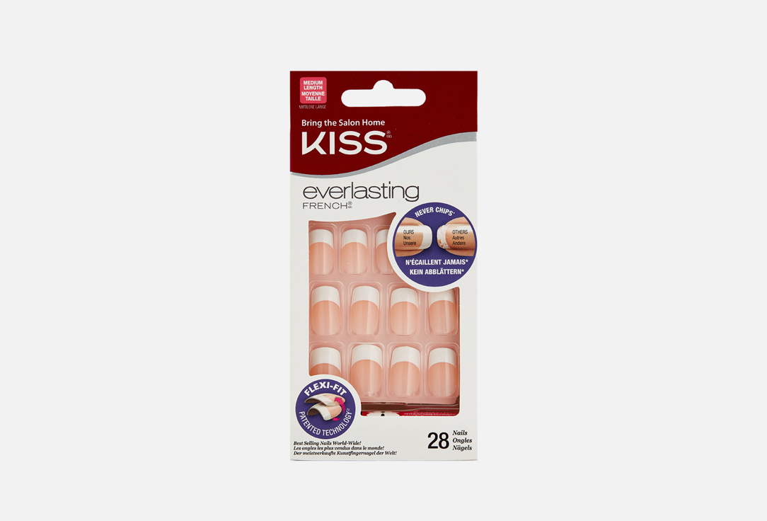 Набор накладных ногтей с клеем для классической формы ногтей  KISS NEW YORK Professional Ultra resistant French  