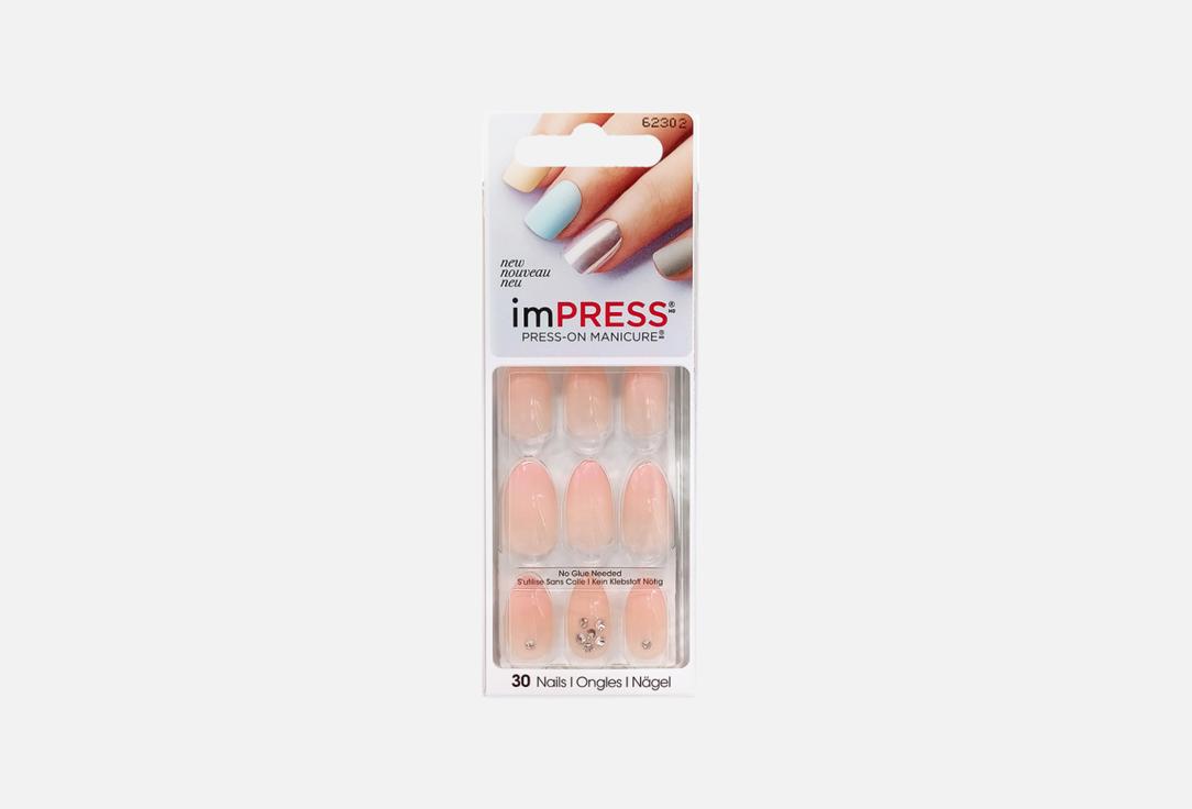 

Накладные ногти KISS NEW YORK PROFESSIONAL, Бежевый, Impress Manicure Accent Warmed hearts 30 шт
