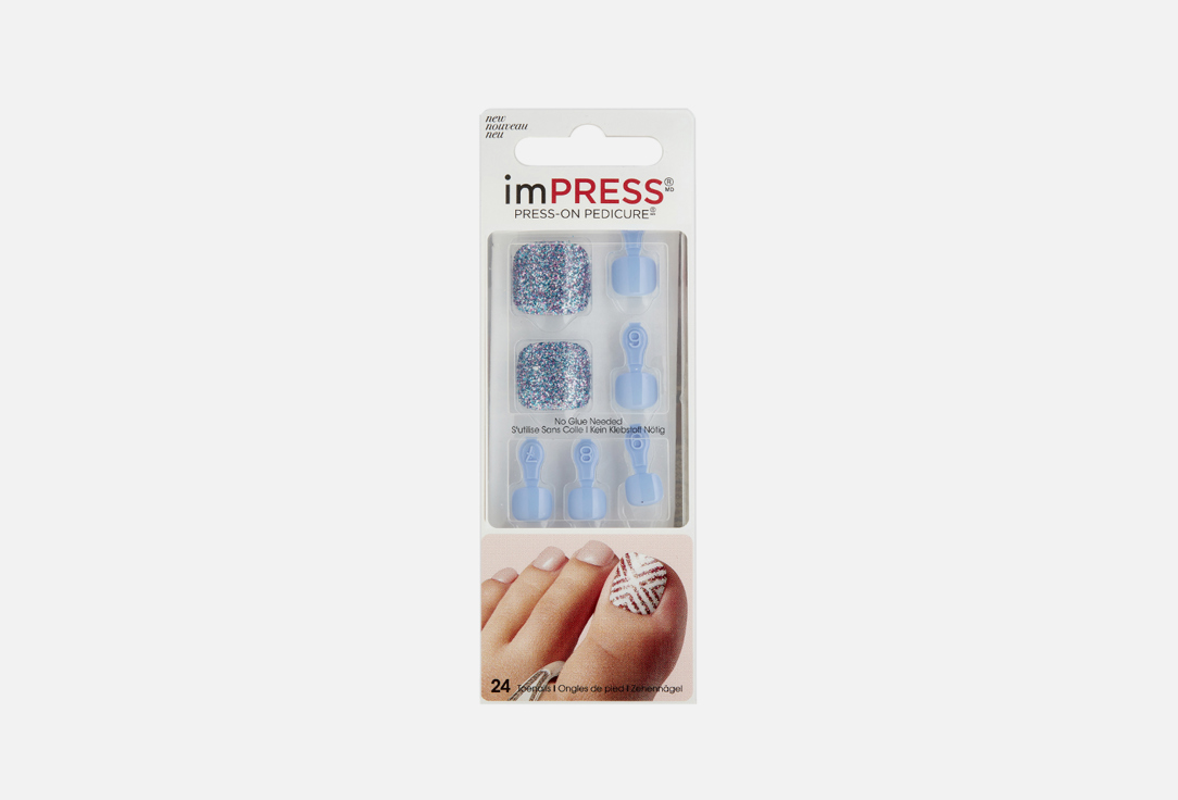 Накладные ногти KISS NEW YORK PROFESSIONAL Impress Pedicure Smoky topaz 24 шт
