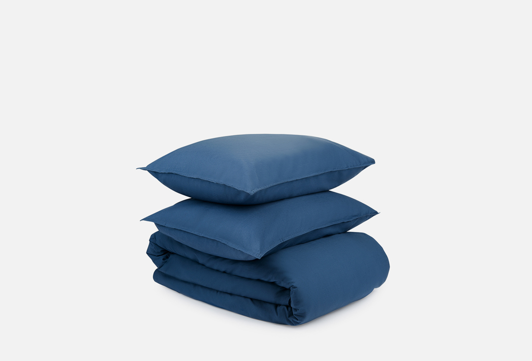 комплект постельного белья tkano оливковый полутораспальный 1 шт Комплект постельного белья TKANO Темно-синий, полутораспальный