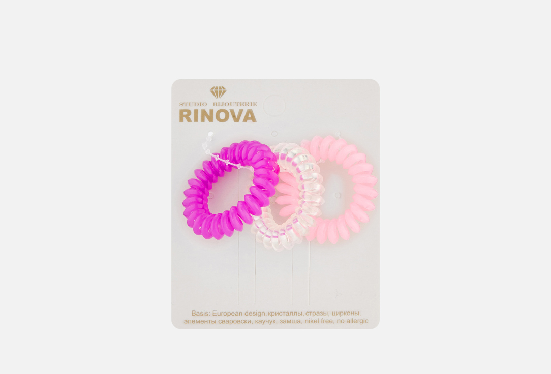 Изображение товара Набор резинок для волос RINOVA 3 шт розовые спиральки универсальный аксессуар