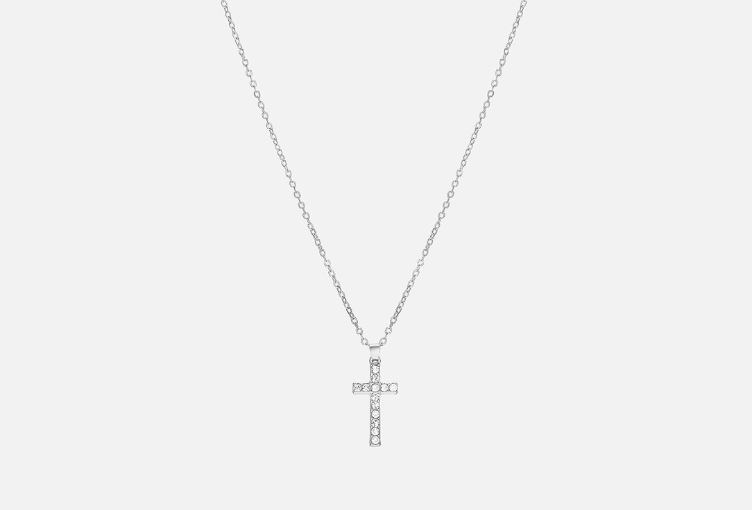 Изображение товара Подвеска-крестик RINOVA с белыми стразами длина 42 см + 7 см удлинитель