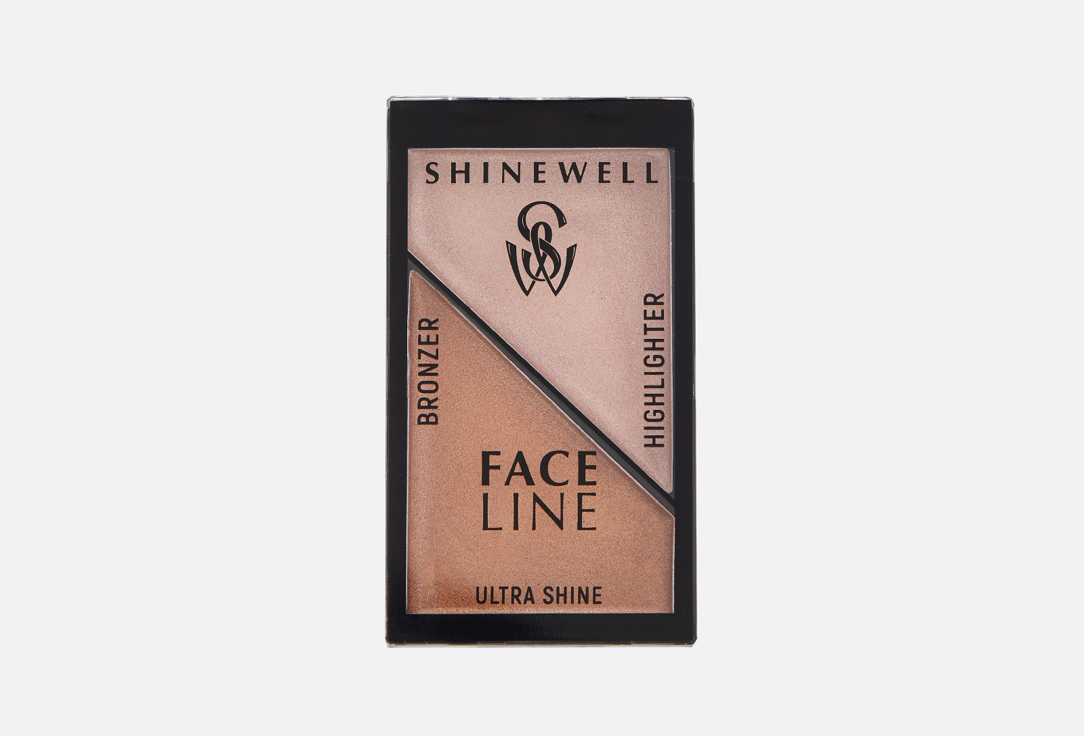 хайлайтеры shinewell двойная палетка хайлайтер и бронзер для лица Моделирующий набор (хайлайтер+бронзер) SHINEWELL Face line 5.6 г