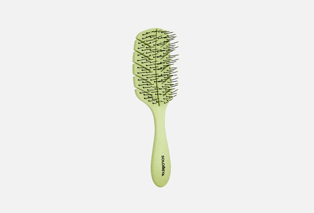 Массажная мини био-расческа для волос SOLOMEYA Scalp massage bio hair brush mini Green 1 шт solomeya подвижная био расческа для волос c натуральной щетиной зеленая