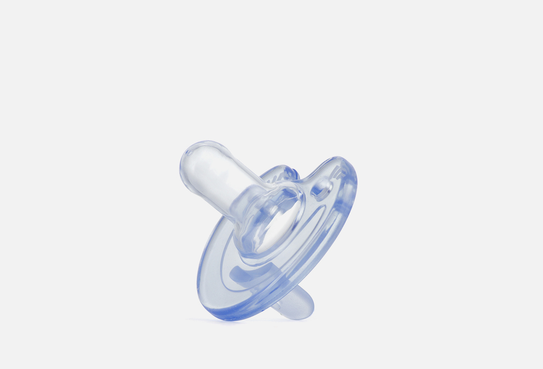 Соска-пустышка силиконовая круглой формы, 0+ ПОМА голубая 