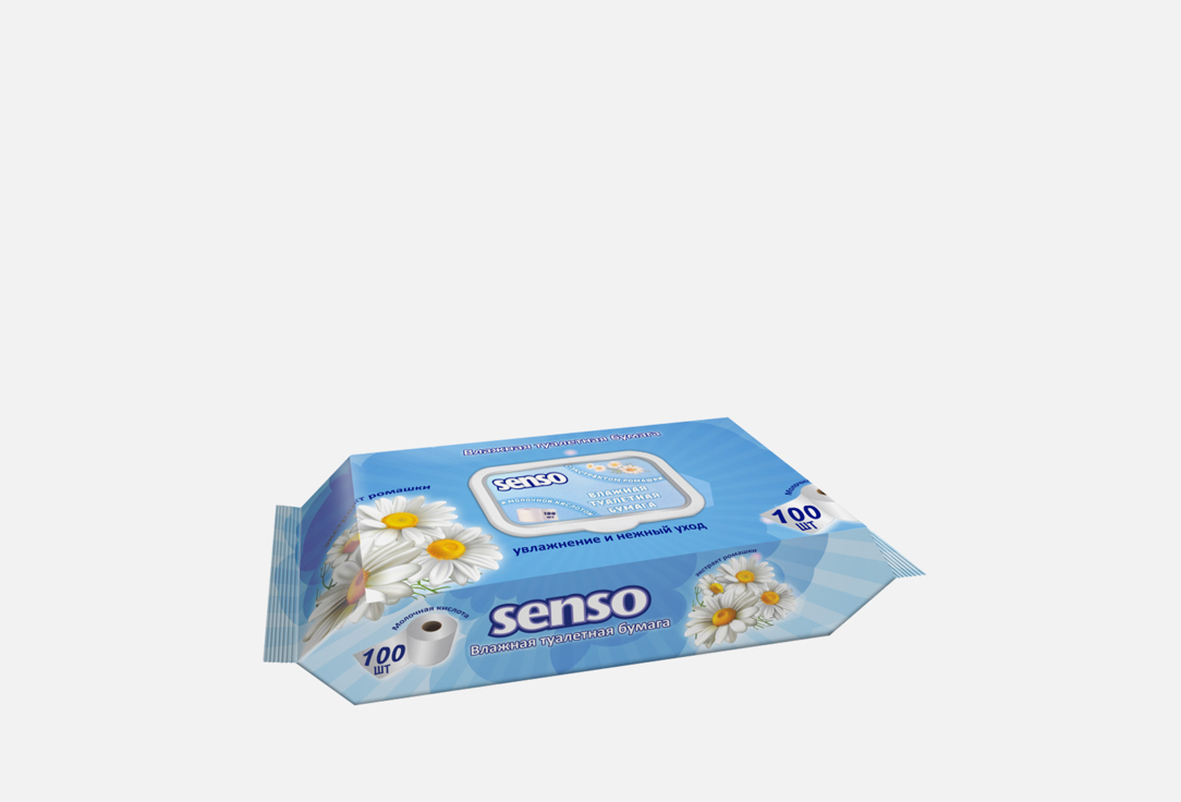 Туалетная бумага влажная Senso с экстрактом ромашки и молочной кислоты 