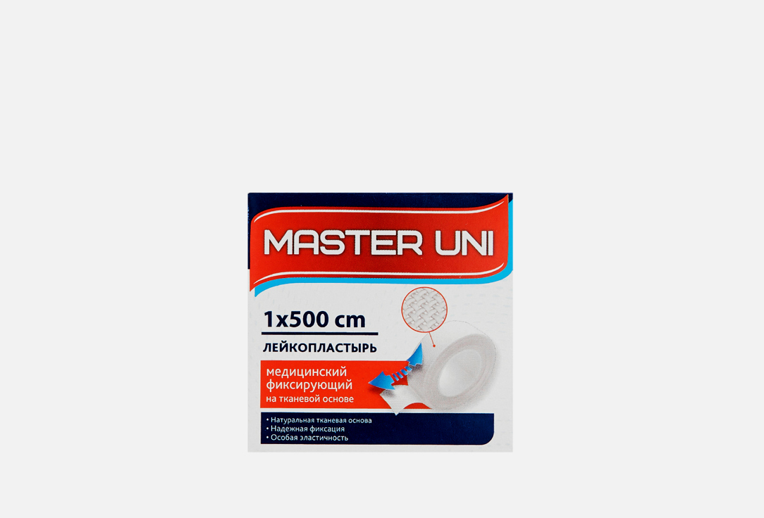 Лейкопластырь 1 х 500 см MASTER UNI На тканевой основе 1 шт лейкопластырь master uni стандартный фиксирующий 1 см х 500 см