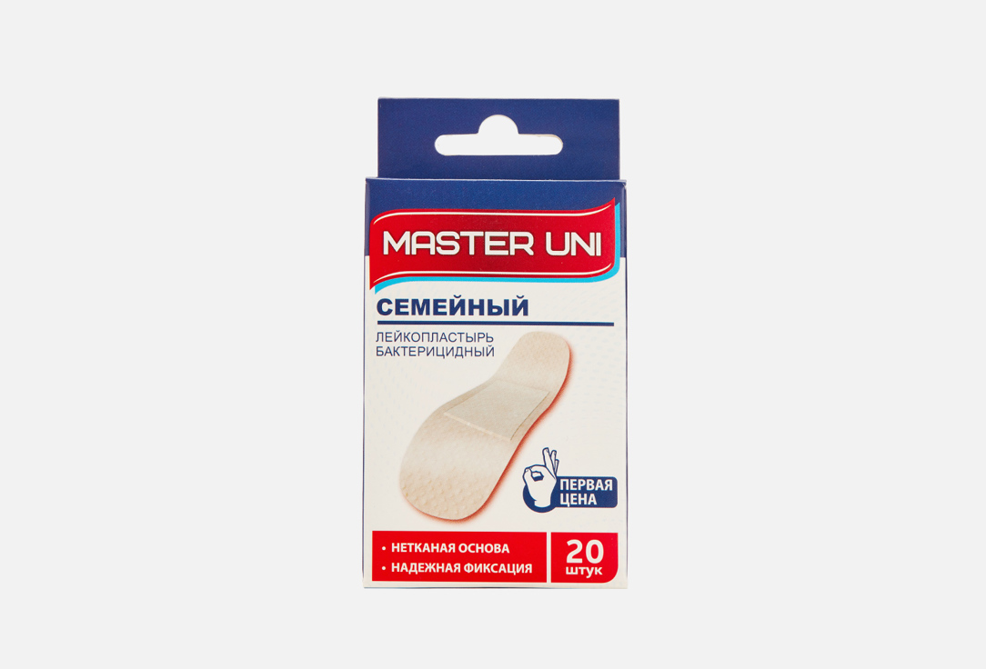 

Лейкопластырь бактерицидный MASTER UNI, Семейный на нетканной основе 20 шт