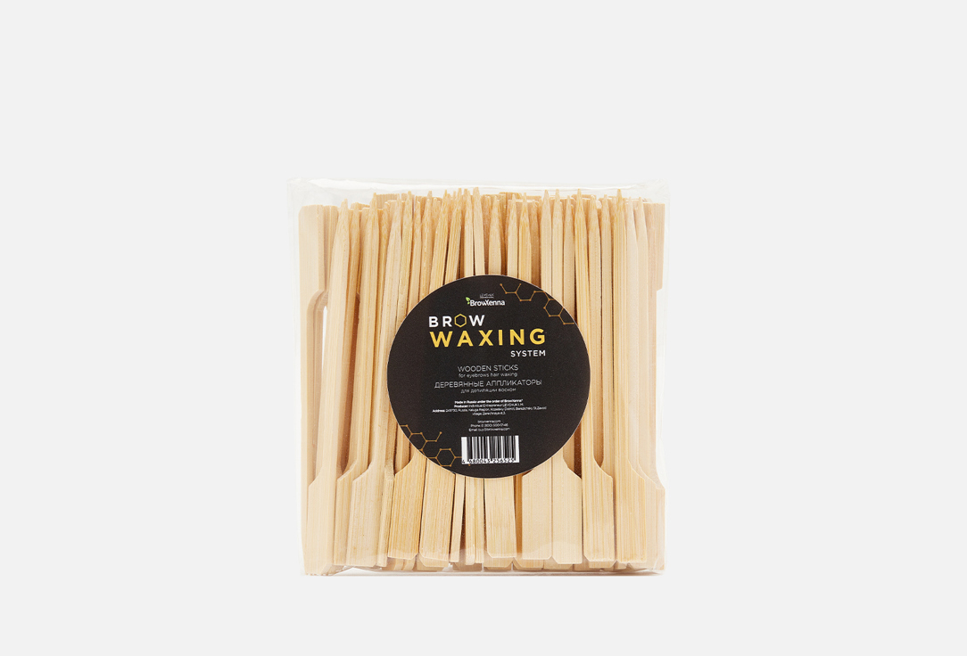 

Аппликаторы деревянные острые BROWXENNA, Бежевый, Wooden applicators for depilation 100 шт