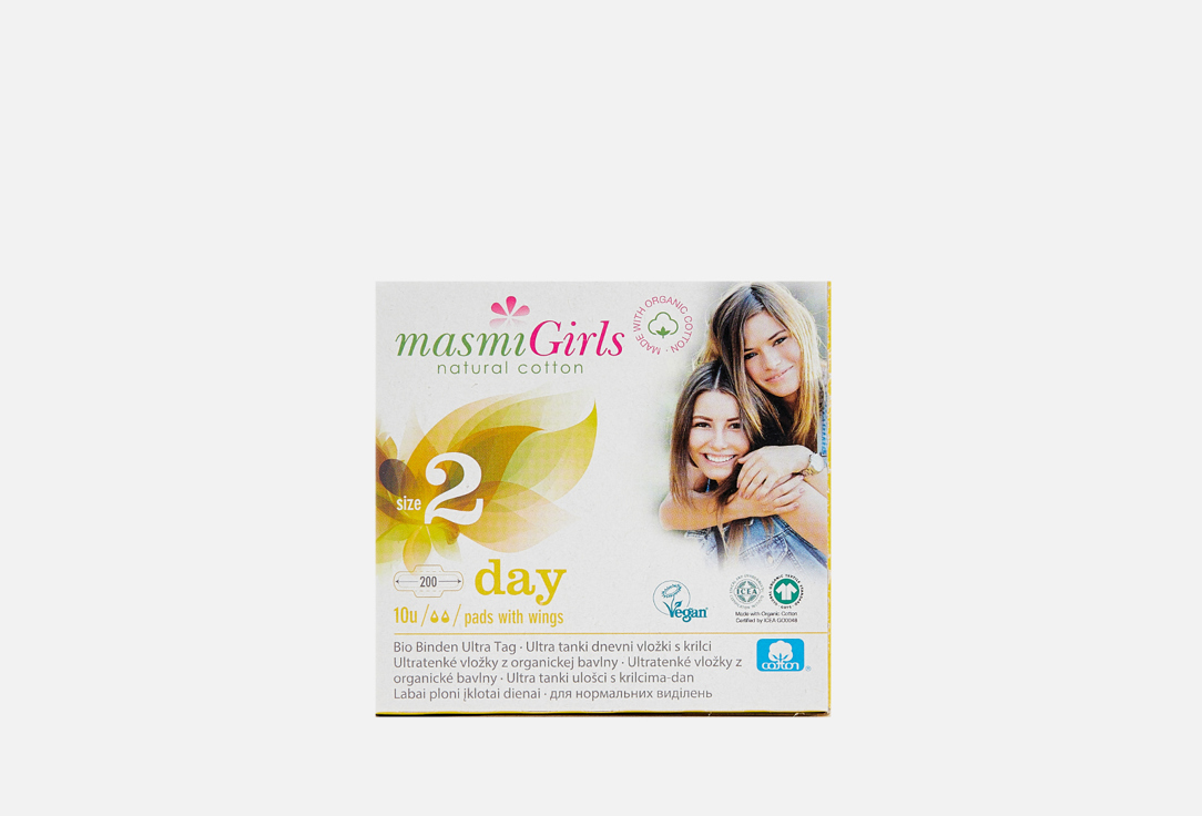 Ультратонкие дневные гигиенические прокладки с крылышками  (для подростков 200mm)  MASMI Girls в индивидуальной упаковке 