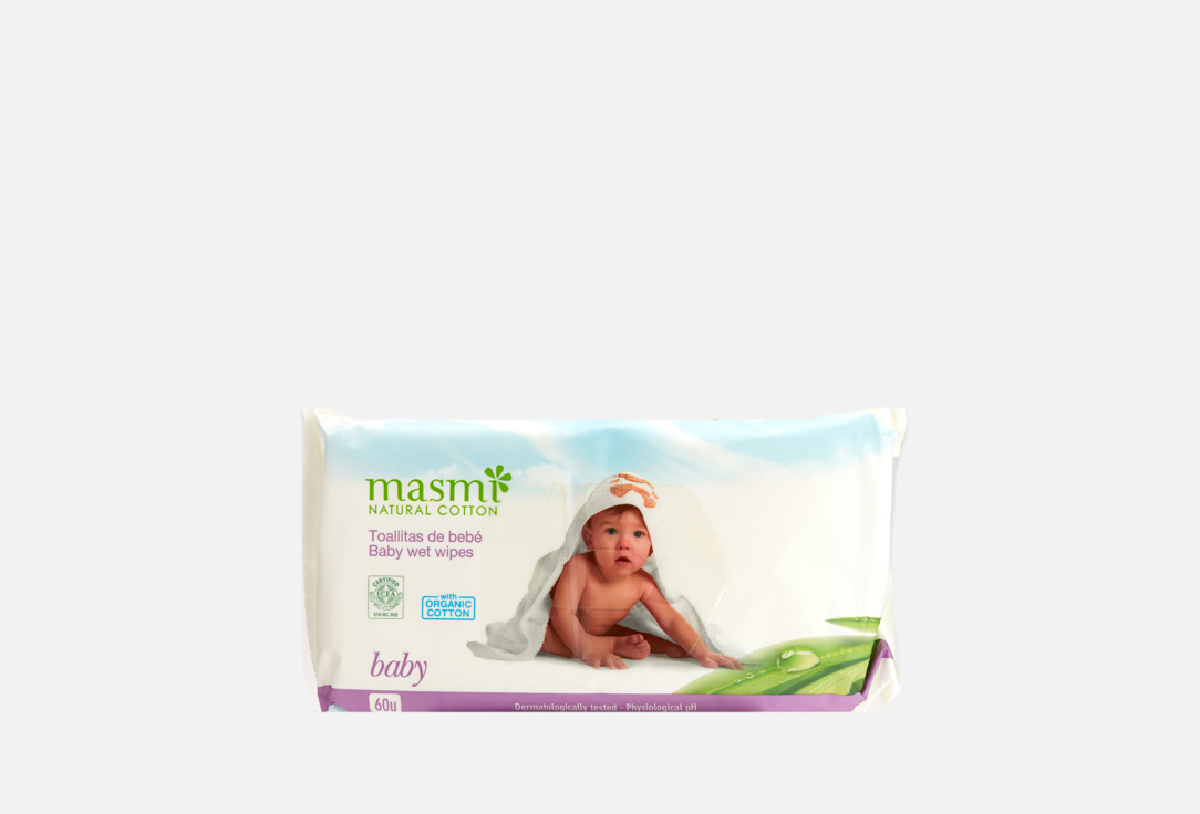 Органические влажные гигиенические салфетки для детей MASMI NATURAL COTTON 60 шт цена и фото