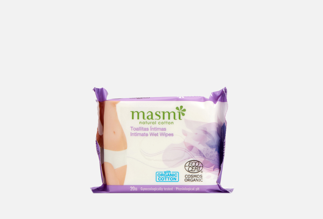 Органические влажные салфетки для интимной гигиены MASMI NATURAL COTTON 20 шт салфетки влажные diva для интимной гигиены 20 шт