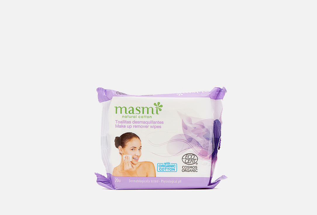 Органические влажные гигиенические  салфетки для снятия макияжа   MASMI NATURAL COTTON 
