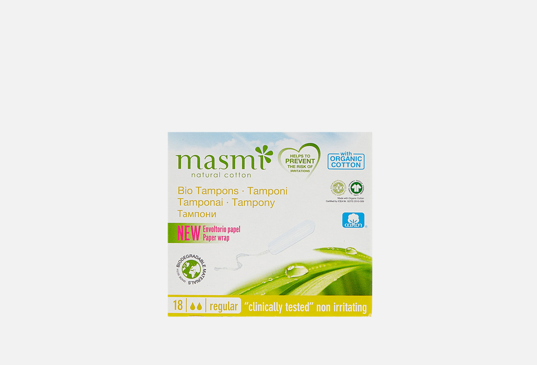Гигиенические тампоны из органического хлопка MASMI Regular 18 шт цена и фото