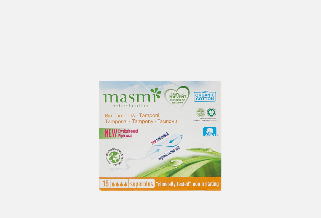 цена Гигиенические тампоны из органического хлопка MASMI Super Plus 15 шт