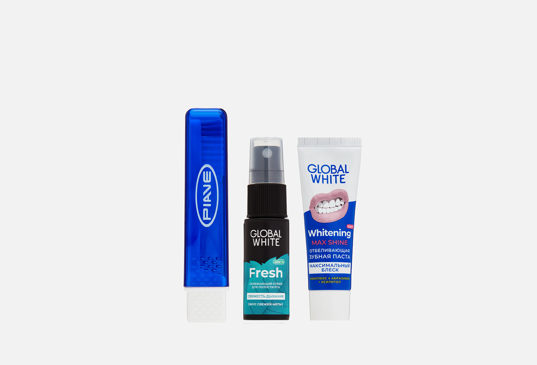 Дорожный набор (зубная щетка, зубная паста, спрей для полости рта) GLOBAL WHITE Travel Kit 