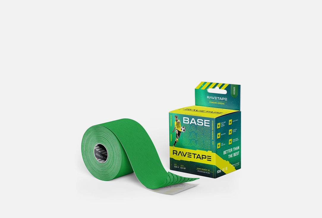 Кинезиотейп  RaveTape BASE 5X5 (GREEN) зеленый
