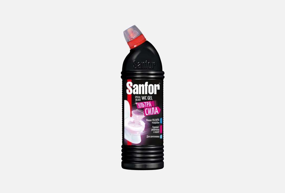 Изображение товара Гель Sanfor WC special black для туалета 750 г антискользящий флакон