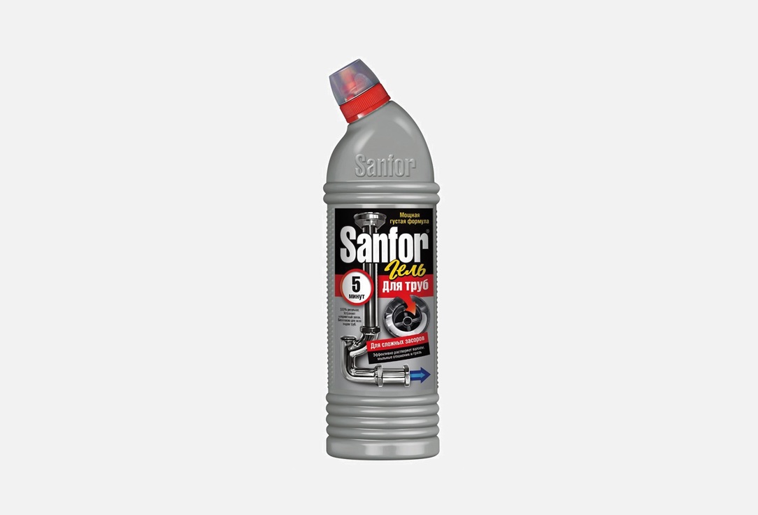 гель SANFOR Для труб 1000 мл средство чистящее для акриловых ванн sanfor 500 мл