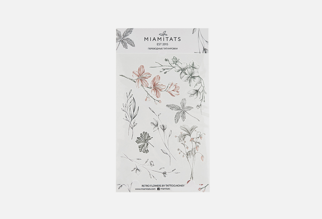 цена Переводные тату MIAMITATS Retro flowers by Tattoo.Honey (maxi) 1 шт