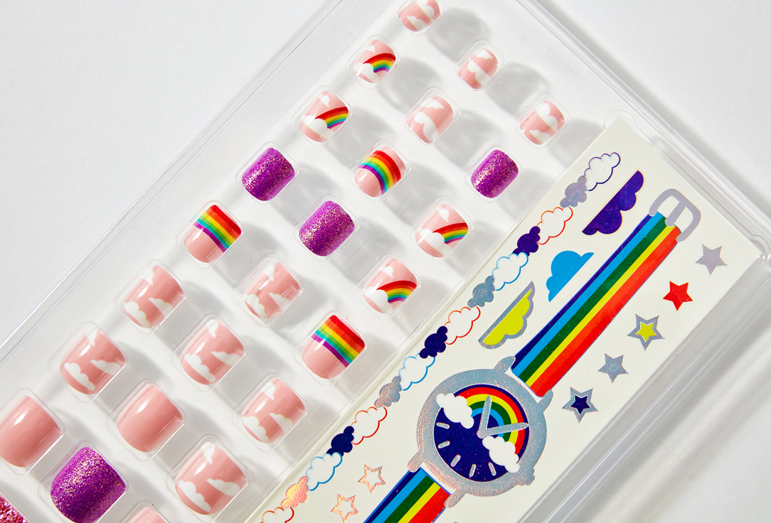 Набор детский накладные ногти с переводными татуировками MIAMITATS Rainbow fun 