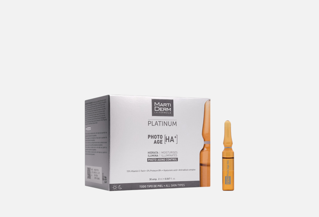 Изображение товара Ампулы коррекция фотостарения гиалуроновая кислота +,30*2 мл MARTIDERM Platinum Photo-Age HA+