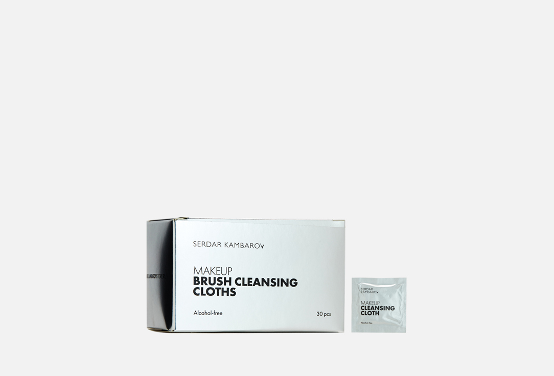Салфетки для экспресс-очищения кистей SERDAR KAMBAROV Makeup Brush Cleansing Cloths Alcohol-Free 30 шт