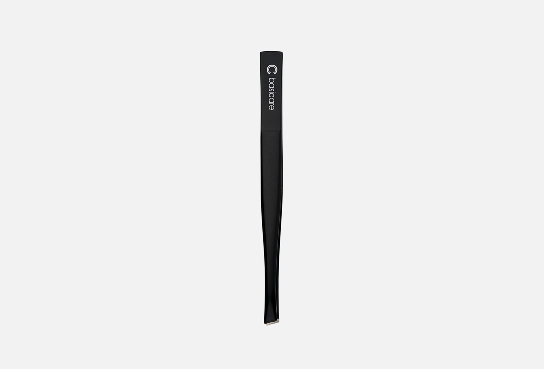 Изображение товара Пинцет со скошенными кончиками BASICARE MATT BLACK TWEEZERS 8.5 см для точного выщипывания волос