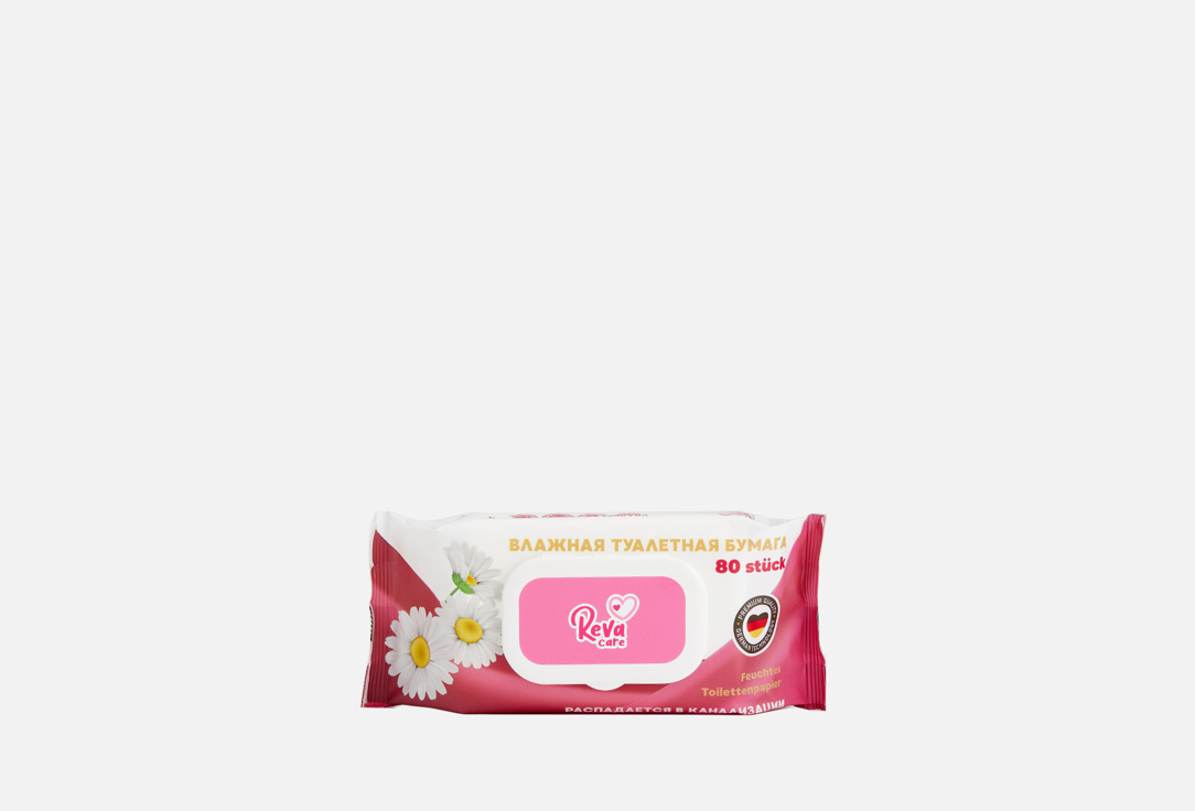 цена Влажная туалетная бумага с ромашкой REVA CARE Wet toilet paper with chamomile 80 шт