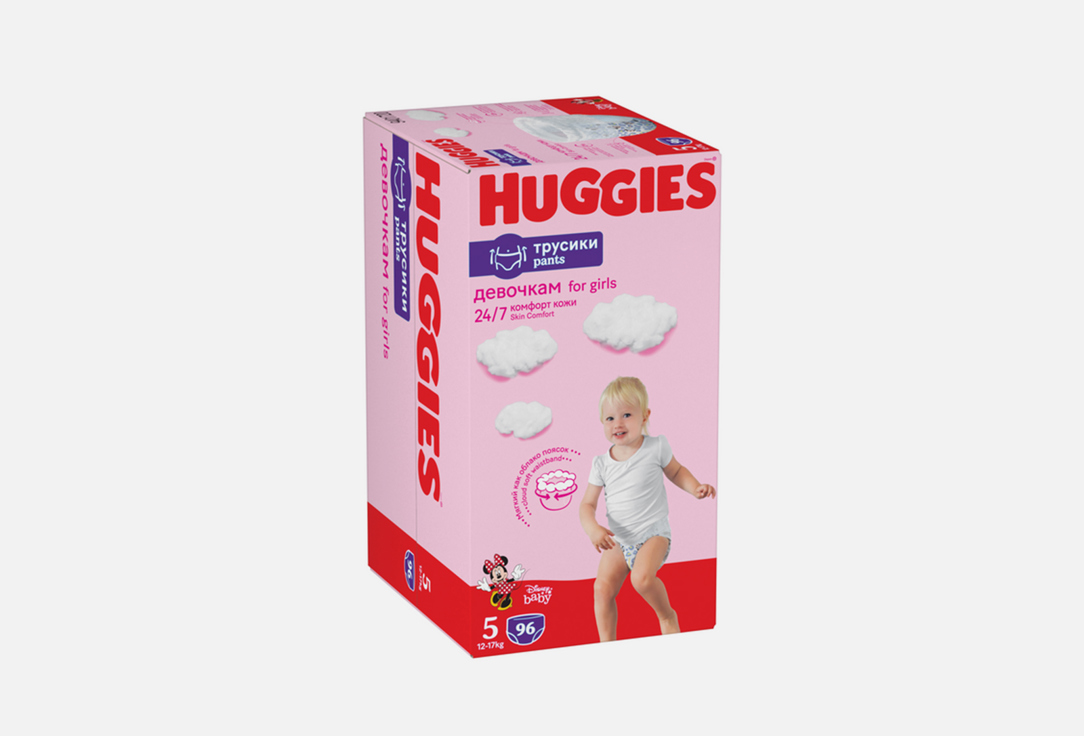 Трусики-подгузники для девочек HUGGIES Disney Box 12-17kg 96 шт трусики подгузники для девочек huggies disney box 9 14kg 104 шт