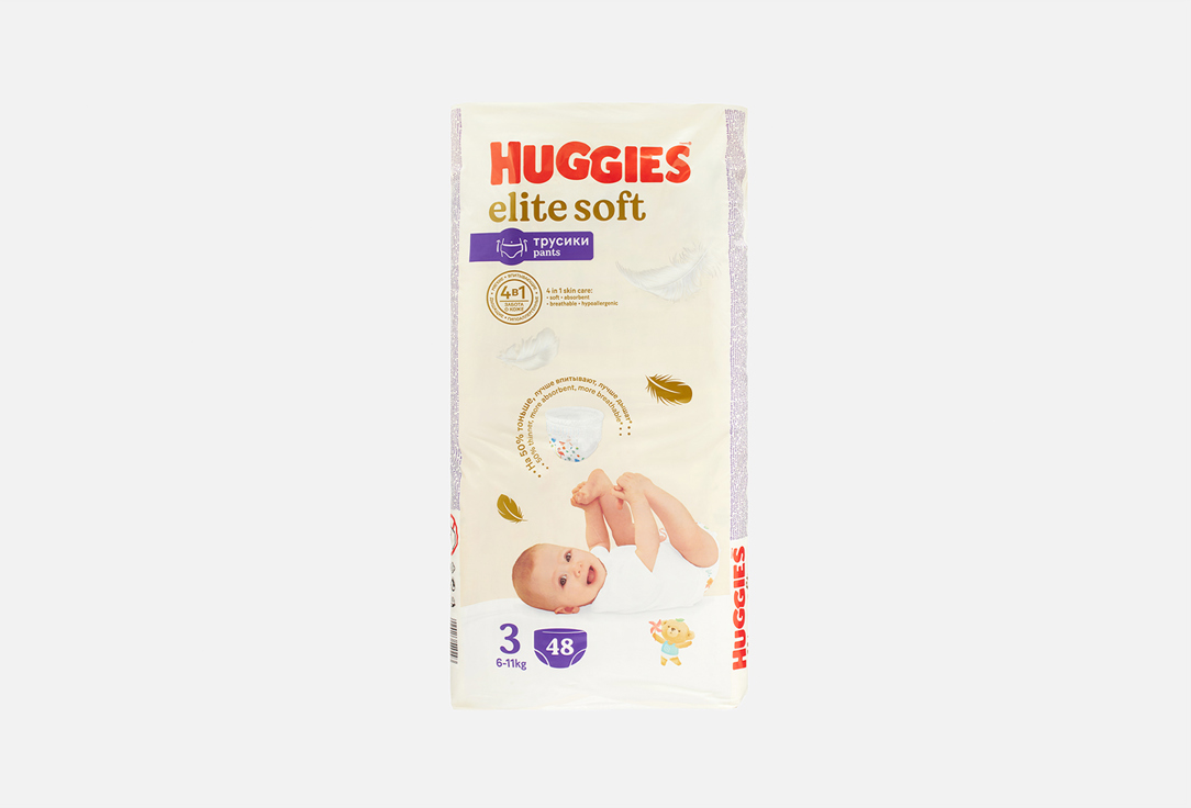 Изображение товара Трусики-подгузники Huggies Elite Soft 6-11 кг гипоаллергенные мягкие тонкие